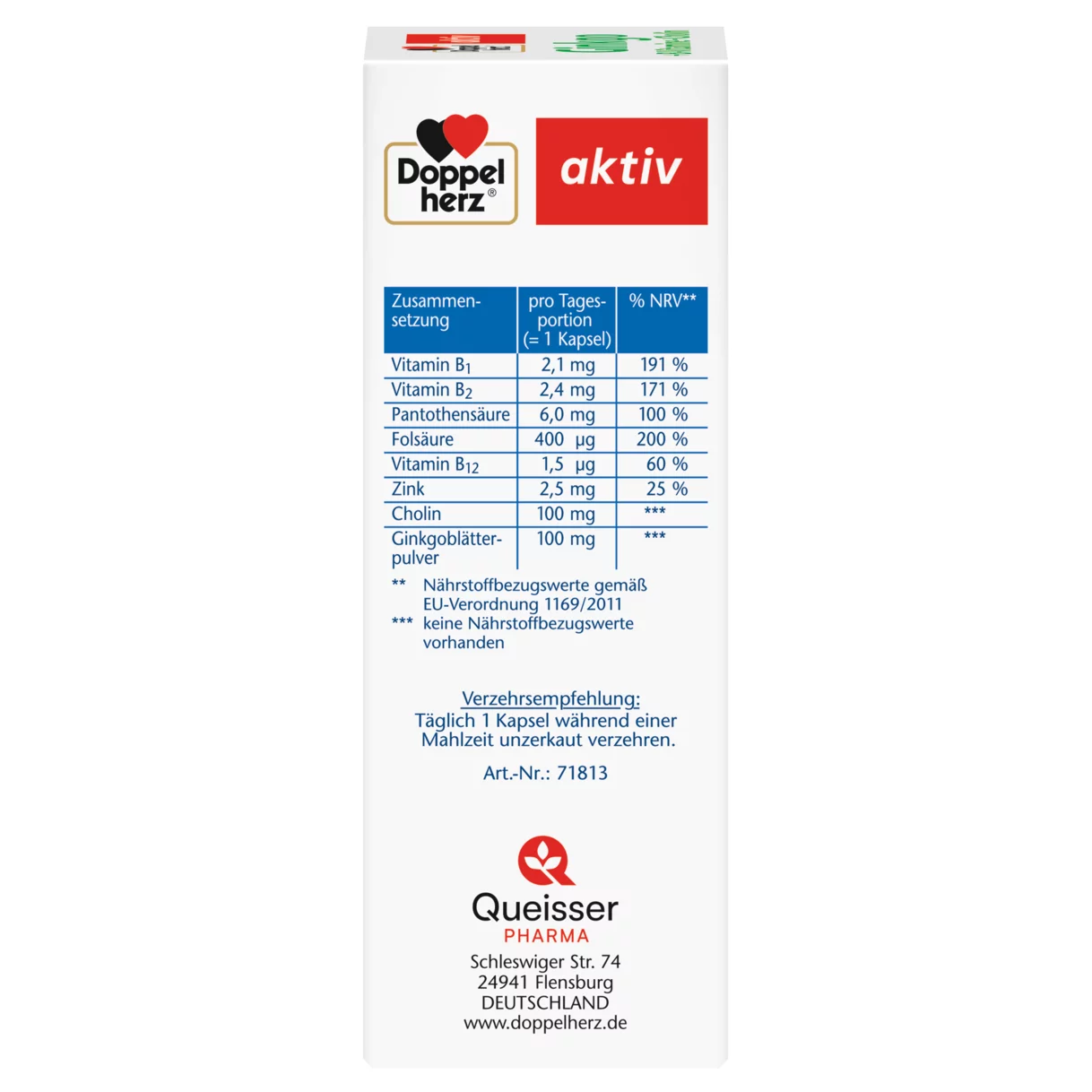 Doppelherz aktiv Ginkgo + B-Vitamine Seitenansicht links