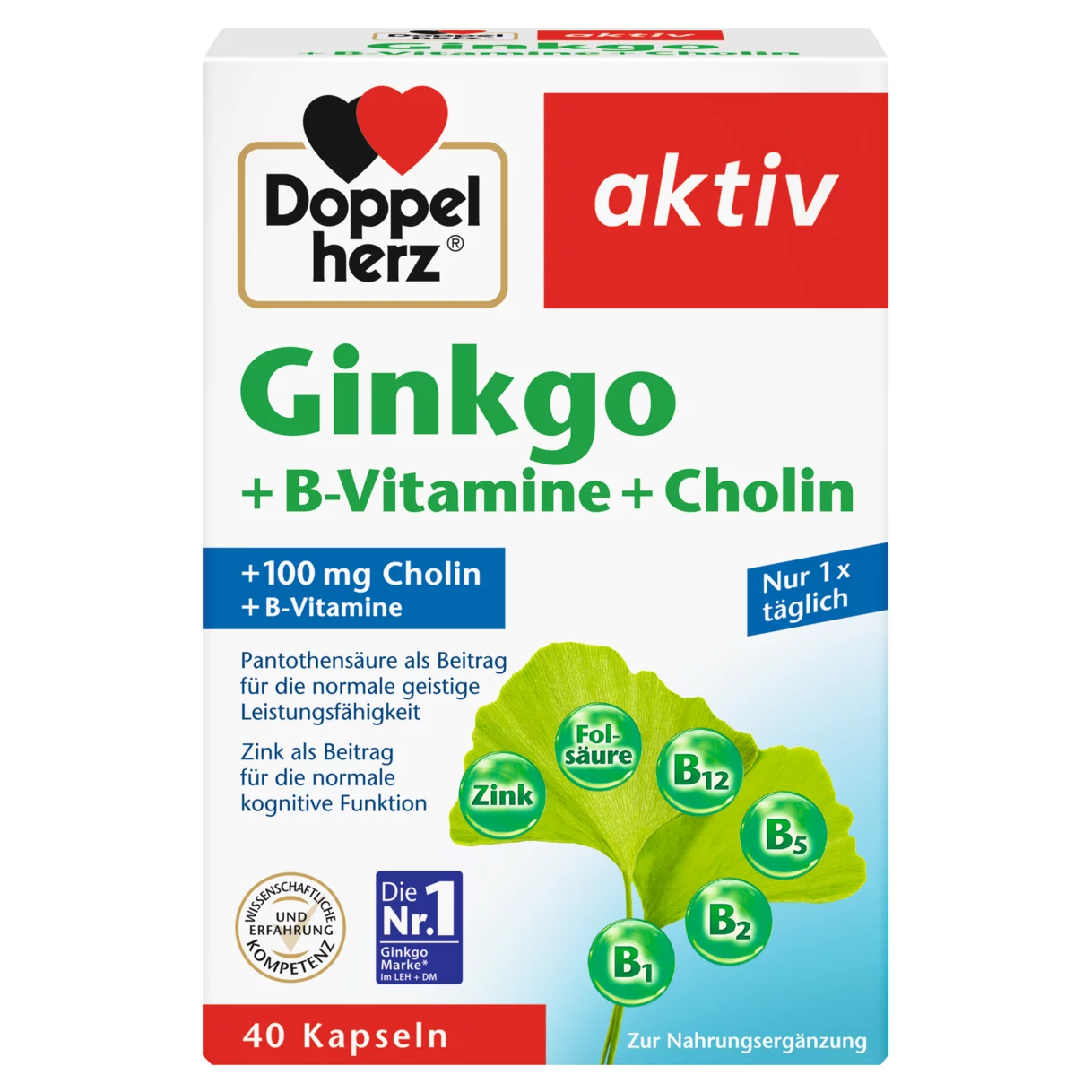 Doppelherz aktiv Ginkgo + B-Vitamine Frontansicht
