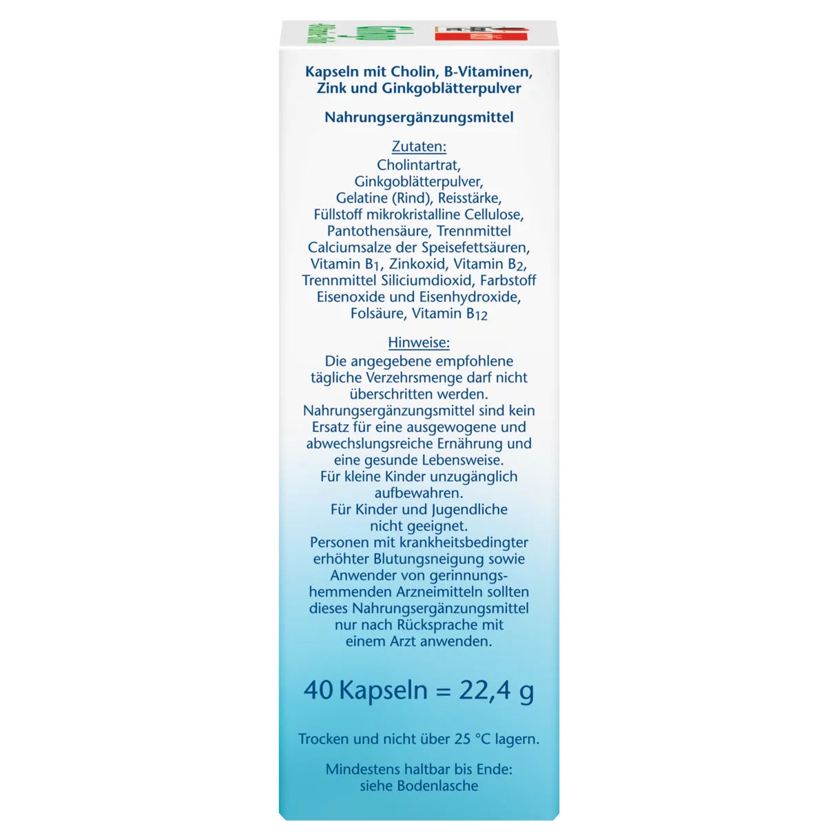 Doppelherz aktiv Ginkgo + B-Vitamine Seitenansicht rechts