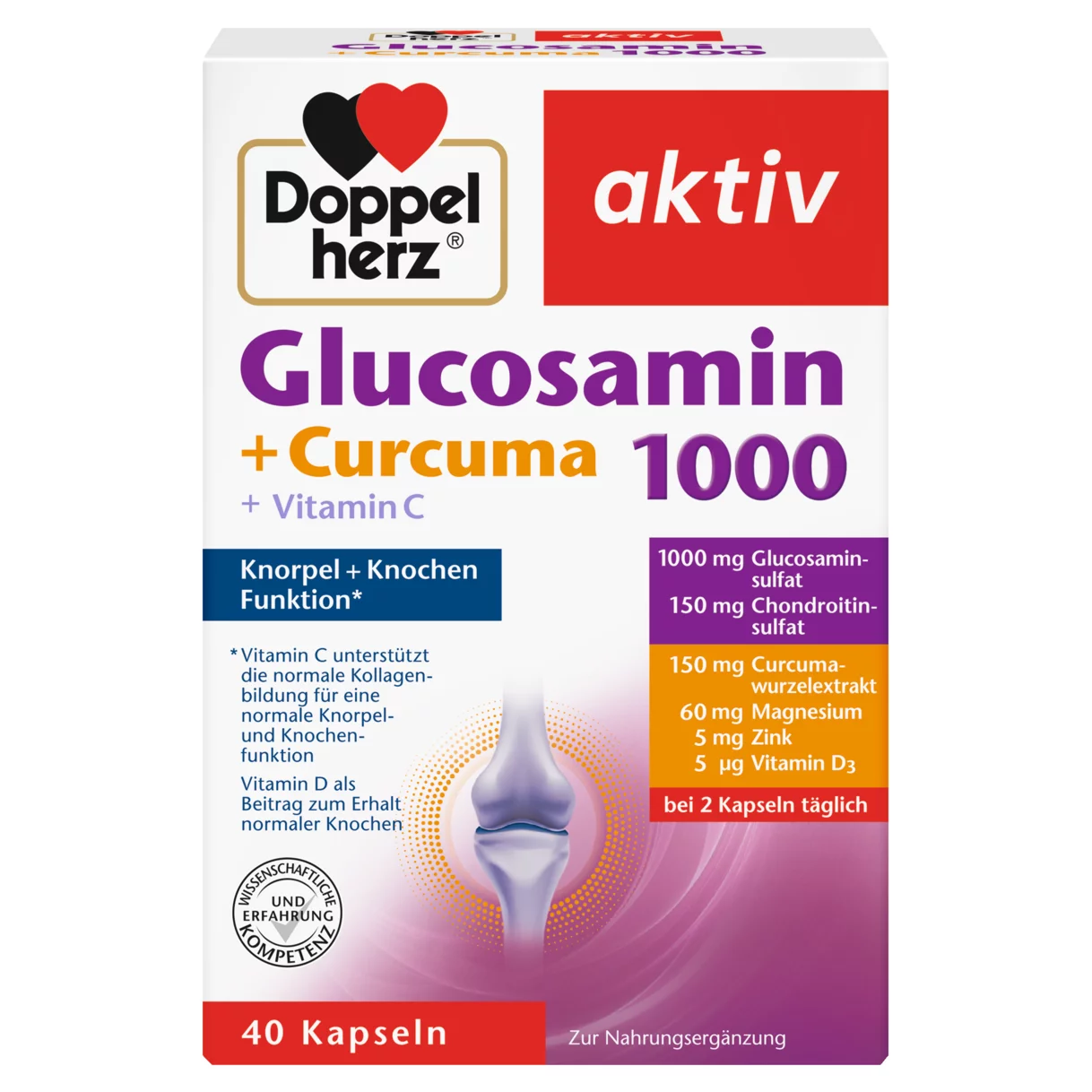 Doppelherz aktiv Glucosamin 1000 + Curcuma Frontansicht