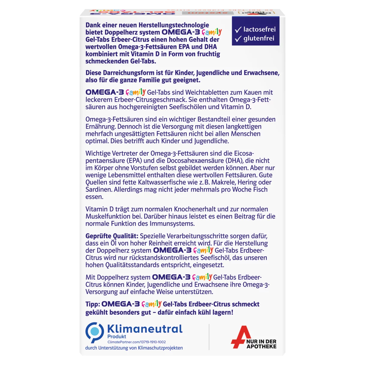 Doppelherz system OMEGA-3 family Erdbeer Rückansicht