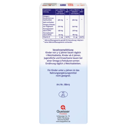 Doppelherz system OMEGA-3 family Erdbeer Seitenansicht links