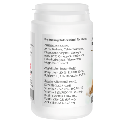 Abbildung der Produktverpackung Doppelherz für Tiere Biotin Plus für Hunde Seitenansicht links