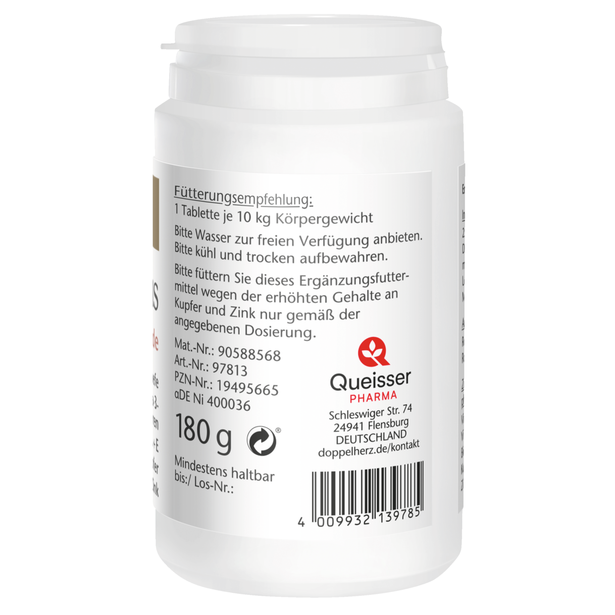 Abbildung der Produktverpackung Doppelherz für Tiere Biotin Plus für Hunde Seitenansicht rechts