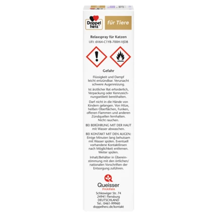 Doppelherz für Tiere Relaxspray für Katzen Seitenansicht links